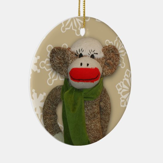 Sock Monkey-kerstversiering Keramisch Ornament (Rechts)