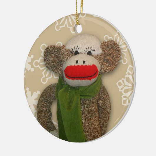 Sock Monkey-kerstversiering Keramisch Ornament (Links)