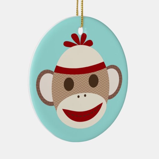 Sock Monkey-kerstversiering Keramisch Ornament (Rechts)