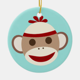 Sock Monkey-kerstversiering Keramisch Ornament