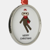 Sock Monkey-kerstversiering Metalen Ornament (Rechts)