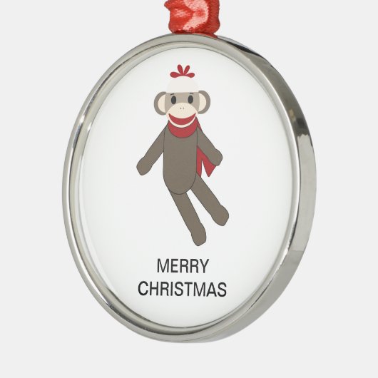 Sock Monkey-kerstversiering Metalen Ornament (Links)