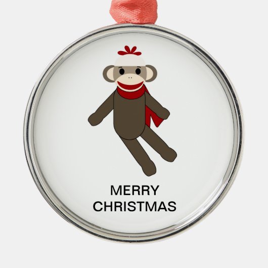 Sock Monkey-kerstversiering Metalen Ornament (Voorkant)