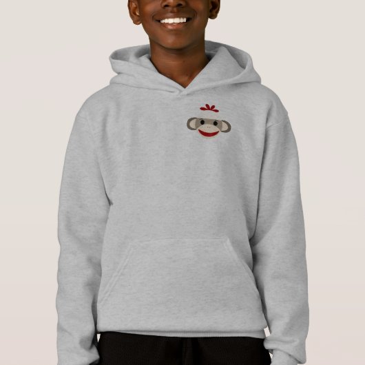 Sock Monkey Kind Fleece Zip Hoodie, White (Voorkant)