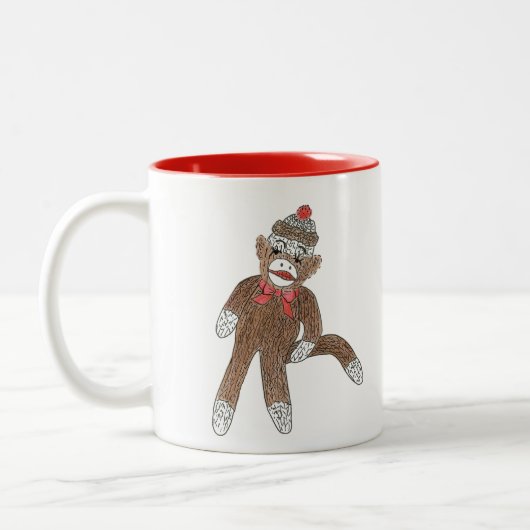 Sock Monkey-koffie-mok Tweekleurige Koffiemok (Links)