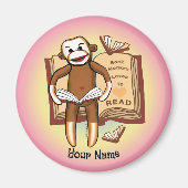 Sock Monkey leest Magneet (Voorkant)