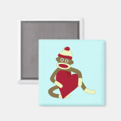 Sock Monkey Love Heart Magneet (Voorkant / Achterkant)
