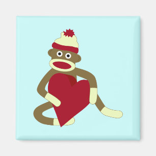 Sock Monkey Love Heart Magneet