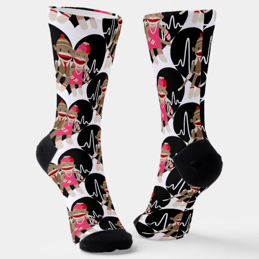 Sock Monkey Love Socks Sokken (Gebogen)
