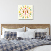 Sock Monkey Lovers in een Folk Garden Canvas Afdruk (Insitu (Slaapkamer))