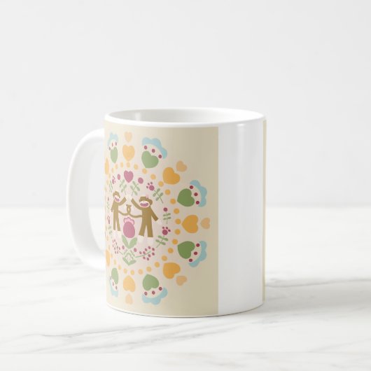 Sock Monkey Lovers in een Folk Garden Coffee Mok (Voorkant links)