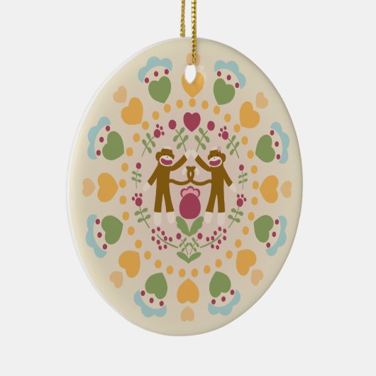 Sock Monkey Lovers in een Folk Garden Ornament (Rechts)