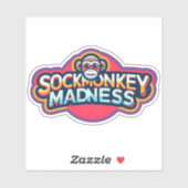 Sock Monkey Madness Paarse Sticker (Vel)