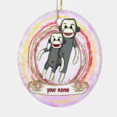 Sock Monkey mama Keramisch Ornament (Links)