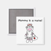 Sock Monkey Mama Nurse T-shirts en geschenken Magneet (Voorkant / Achterkant)