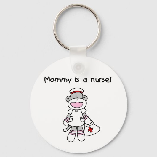 Sock Monkey Mama Nurse T-shirts en geschenken Sleutelhanger (Voorkant)