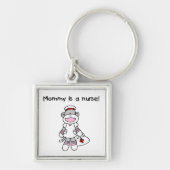 Sock Monkey Mama Nurse T-shirts en geschenken Sleutelhanger (Voorkant)