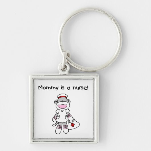 Sock Monkey Mama Nurse T-shirts en geschenken Sleutelhanger (Voorkant)