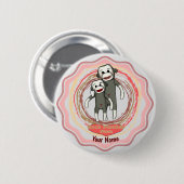 Sock Monkey mama Ronde Button 5,7 Cm (Voorkant /achterkant)