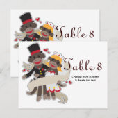 SOCK MONKEY Mariage Cartes de table Numéros Carte  (Devant / Derrière)