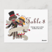 SOCK MONKEY Mariage Cartes de table Numéros Carte  (Dos)