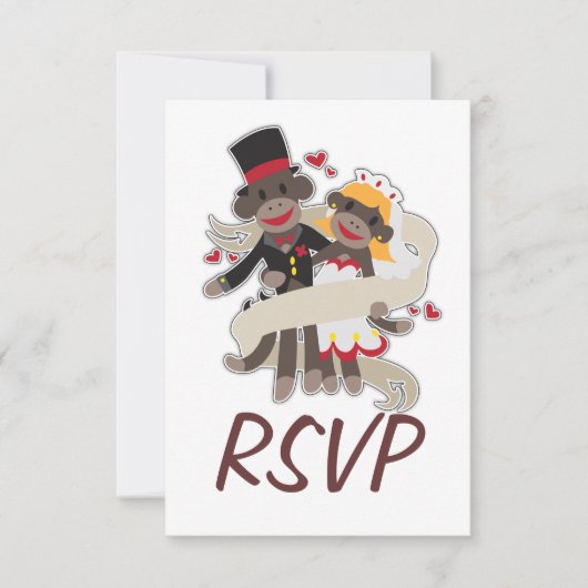 SOCK MONKEY Mariage RSVP Invitations Annonces (Devant)