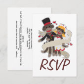 SOCK MONKEY Mariage RSVP Invitations Annonces (Devant / Derrière)