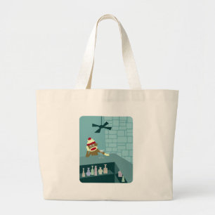 Sock Monkey Martini Bar Grote Tote Bag