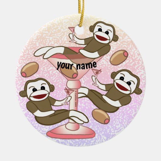 Sock Monkey Martini Keramisch Ornament (Voorkant)