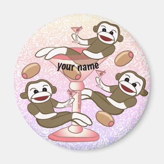 Sock Monkey Martini Magneet (Voorkant)