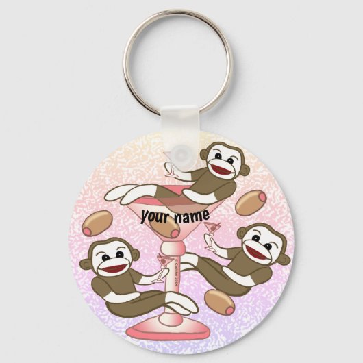 Sock Monkey Martini Sleutelhanger (Voorkant)