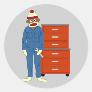 Sock Monkey-mechanisme Ronde Sticker