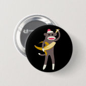 Sock Monkey met Banana Swords Pin Ronde Button 5,7 Cm (Voorkant /achterkant)