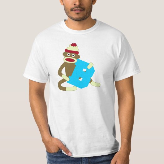 Sock Monkey Monogram Boy B T-shirt (Voorkant)