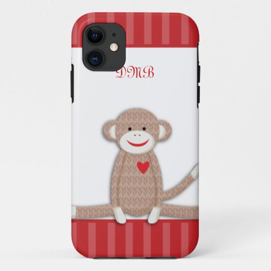 Sock Monkey Monogram iPhone 5 Hoesje (Achterkant)