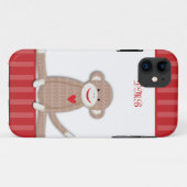 Sock Monkey Monogram iPhone 5 Hoesje (Achterkant (horizontaal))
