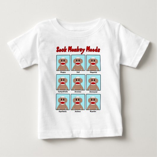 Sock Monkey Moods Infant's T-Shirt (Voorkant)