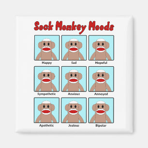 Sock Monkey Moods Magnet Magneet