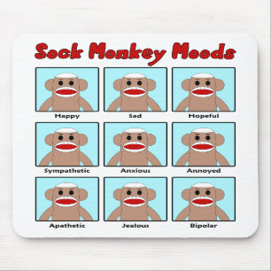Sock Monkey Moods Mousepad Muismat