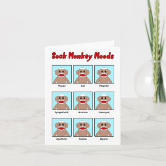 Sock Monkey Moods Note Kaart