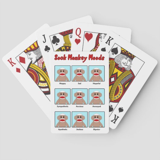 Sock Monkey Moods Pokerkaarten (Achterkant)