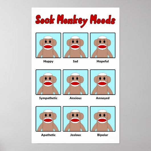Sock Monkey Moods Poster (Voorkant)