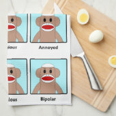 Sock Monkey Moods Theedoek (Quarter Fold)