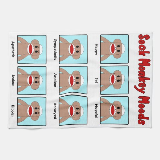 Sock Monkey Moods Theedoek (Horizontaal)