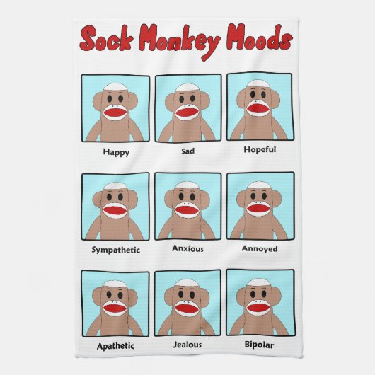 Sock Monkey Moods Theedoek (Verticaal)