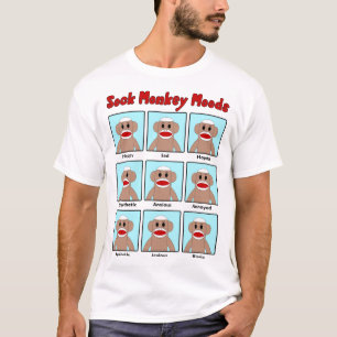 Sock Monkey Moods white T-shirt