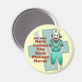 Sock Monkey Nurse Magneet (Voorkant / Achterkant)