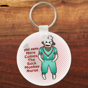 Sock Monkey Nurse sleutelhanger