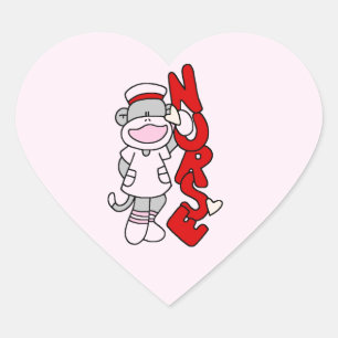 Sock Monkey Nurse T-shirts en geschenken Hart Sticker