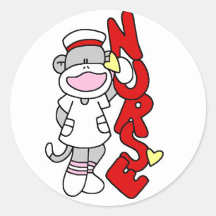 Sock Monkey Nurse T-shirts en geschenken Ronde Sticker